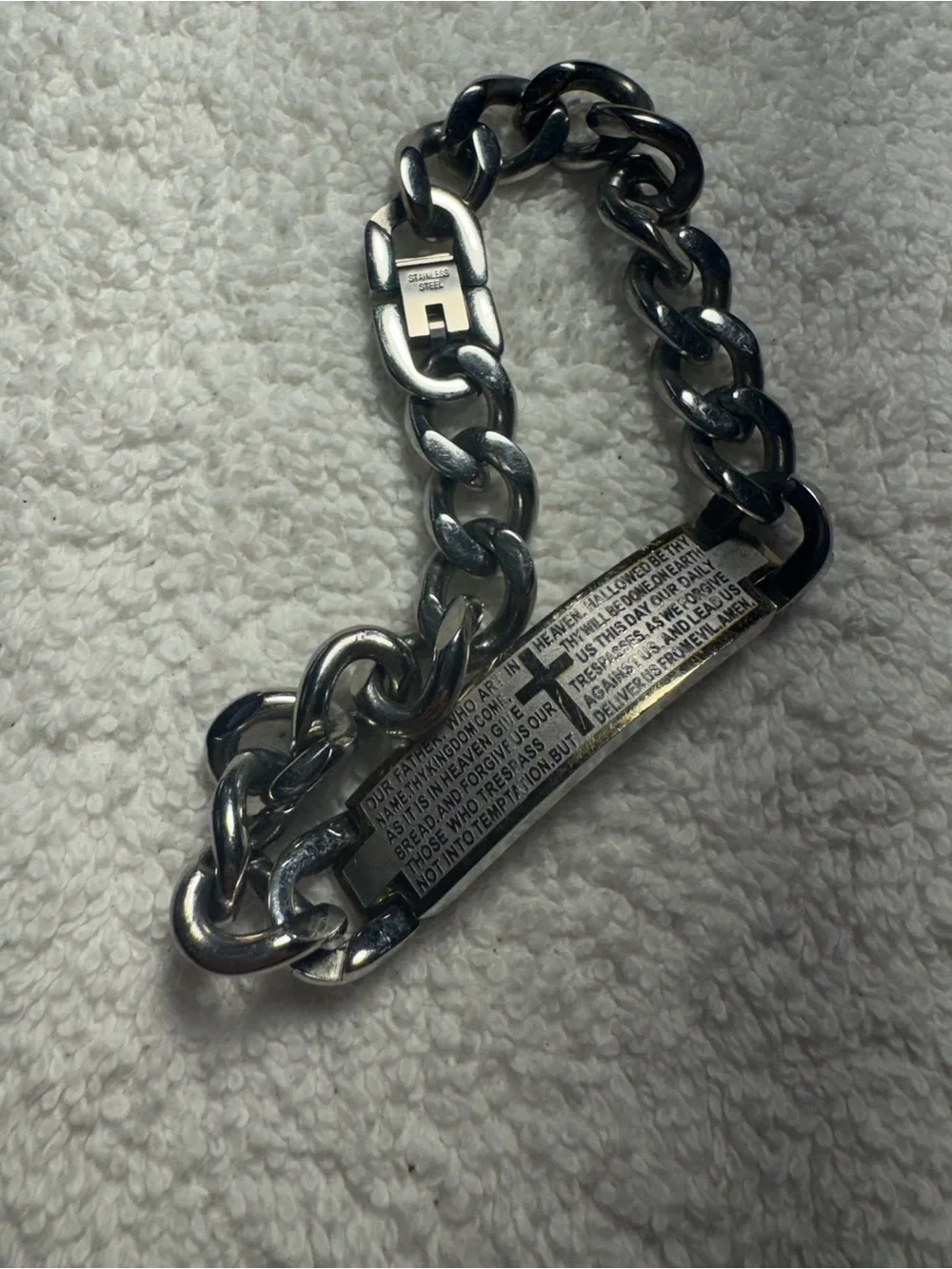 Lord's Prayer Stainless Steel Curb Bracelet